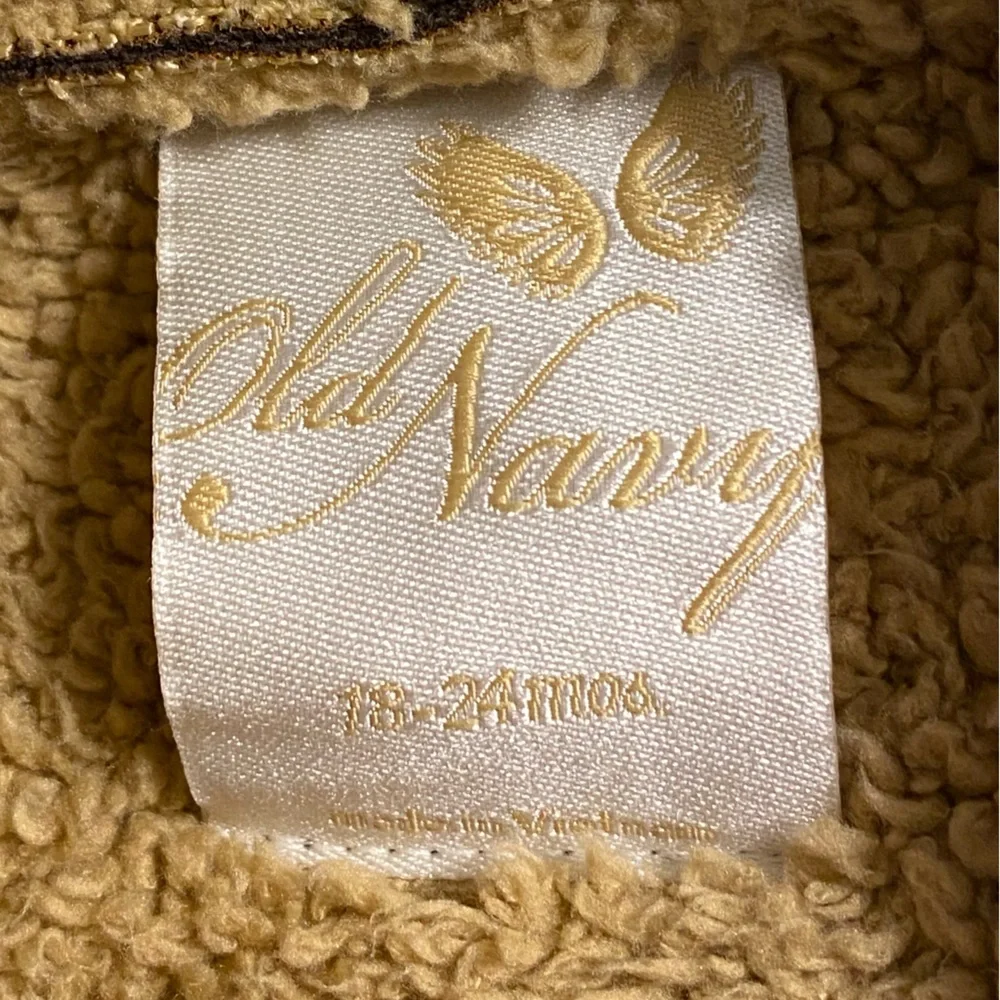 Y2K Old Navy Microsuede Sherpa Hooded Coat Vintage Brown Tan 18-24M Baby Girl